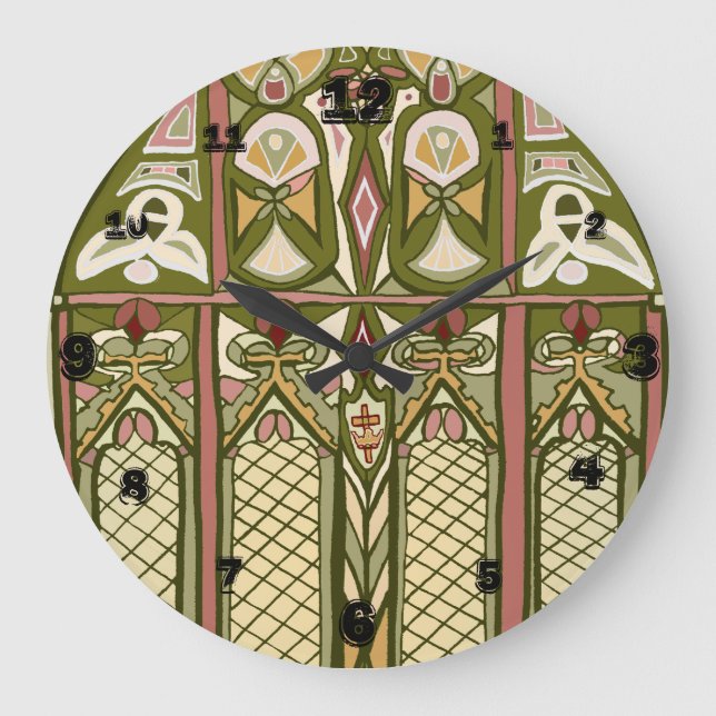 Nedfläckad av konst och hantverksglas inspirerad k stor klocka (Framsida)