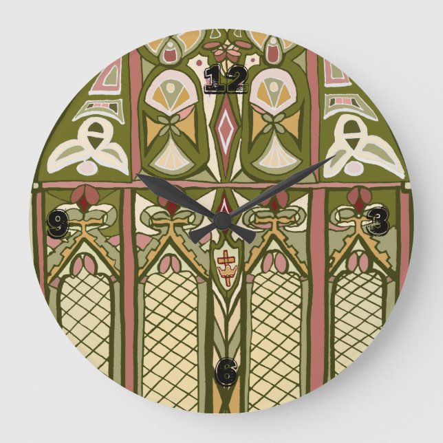 Nedfläckad av konst och hantverksglas inspirerad k stor klocka (Framsida)