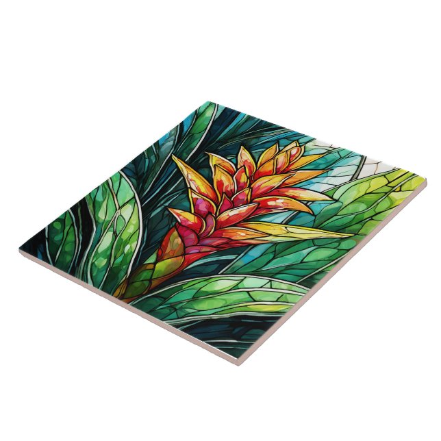 nedfläckad av tropiska bromeliad-glas kakelplatta (Sidan)