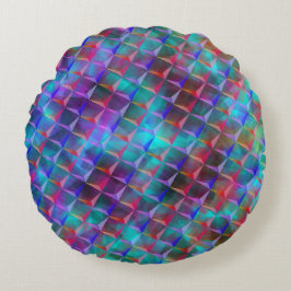 Nedfläckad blåaktig lilak och 3D eller rosa triang Rund Kudde