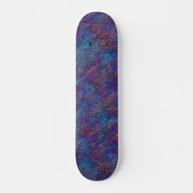 Nedfläckad, cyan och rödfärgade skiktstänk mini skateboard bräda 18,5 cm (Framsida)
