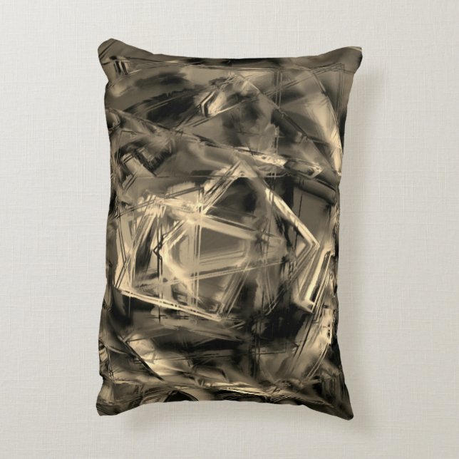 Nedfläckad för korsade beige fyrkanter med penseld prydnadskudde (Baksidan(Vertikal))