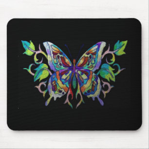 nedfläckad glas butterfly musmatta