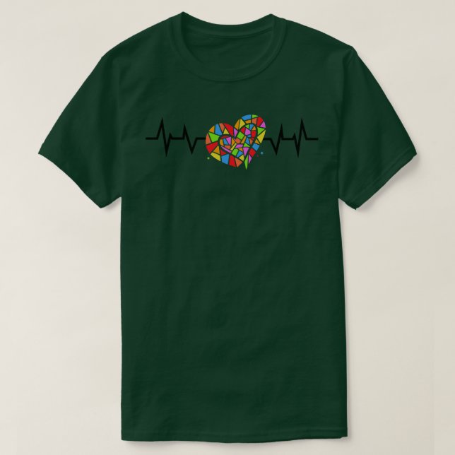 Nedfläckad Glas Heartslag T Shirt (Design framsida)