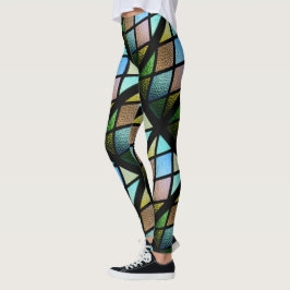 Nedfläckad Glas Leggings - Geometric Mönster Leggi