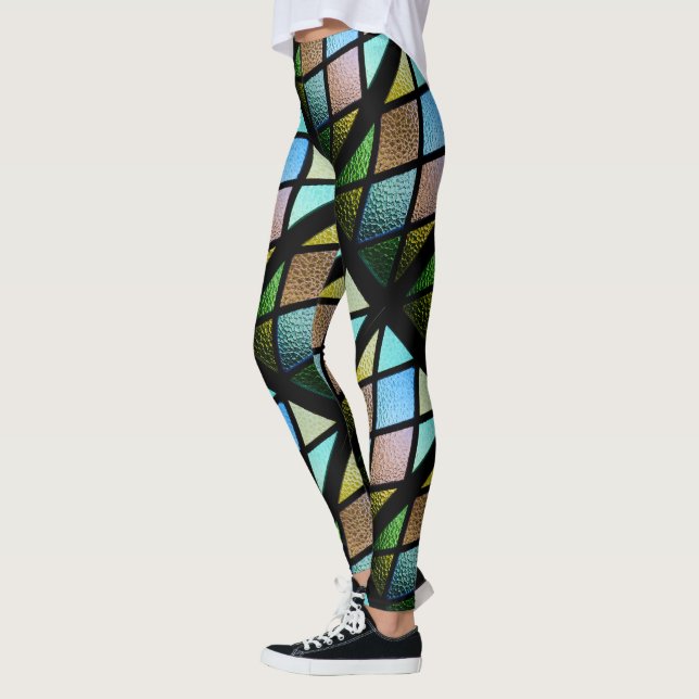 Nedfläckad Glas Leggings - Geometric Mönster Leggi (Vänster)
