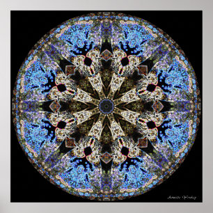 Nedfläckad-Glass Cathedral Window Mandala Poster