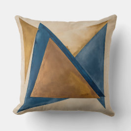 nedfläckad guld koppar och blå triangelabstrakt kudde