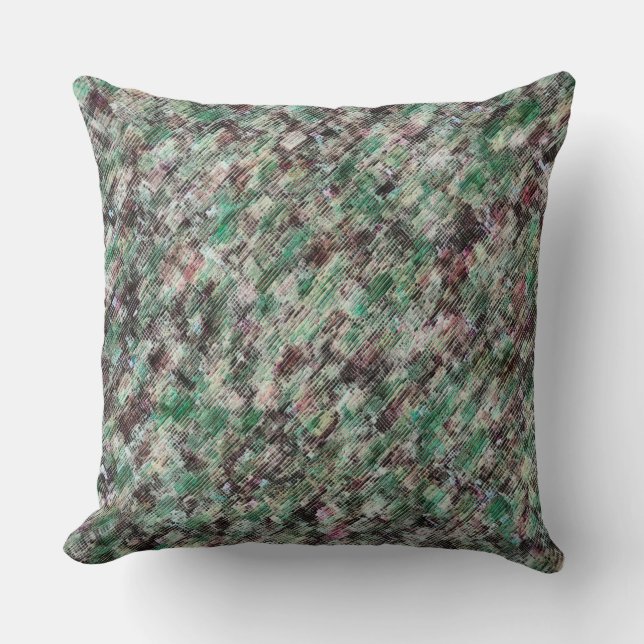 nedfläckad mint och brun struktur med lätt relief kudde (Framsida)