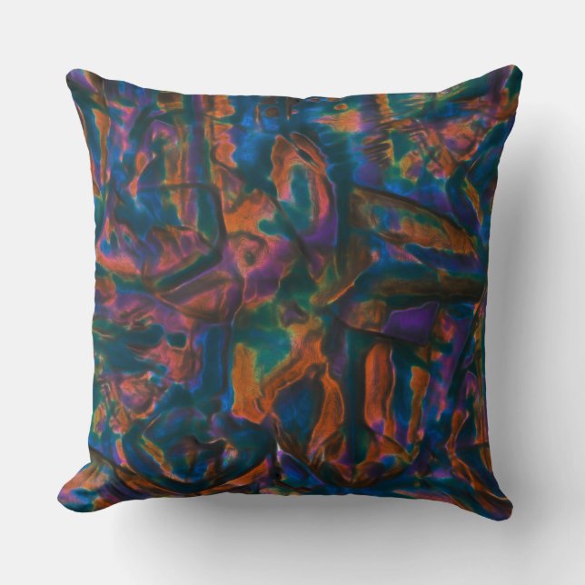 Nedfläckad och streckade blå nyanser av koppar av  kudde (Framsida)