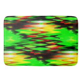 Nedfläckad röd och grönt som bildar abstrakt zig z badrumsmatta