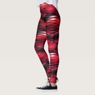 Nedfläckad röd under vit abstrakt zig-zag leggings