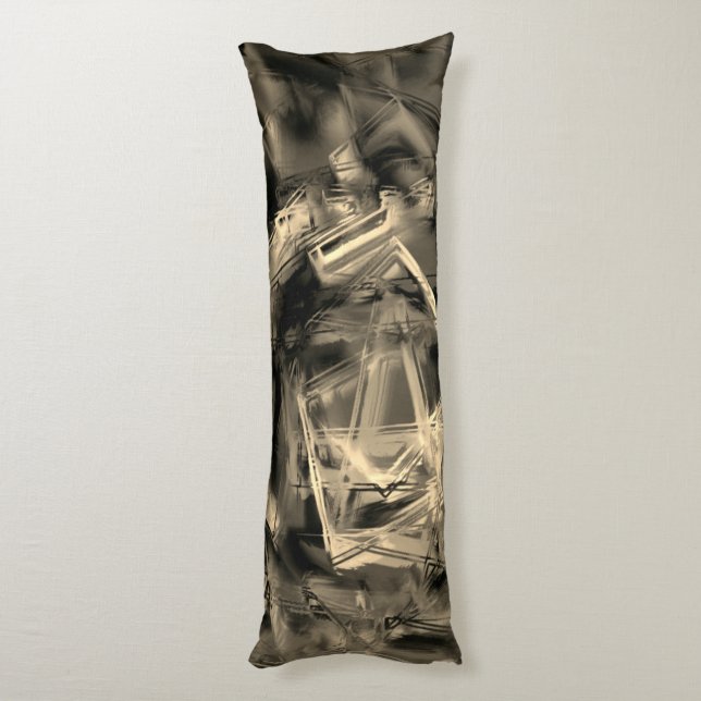 Nedfläckaden Twisted beige-fyrkanter med "brushstr Kroppskudde (Baksidan (Vertikal))