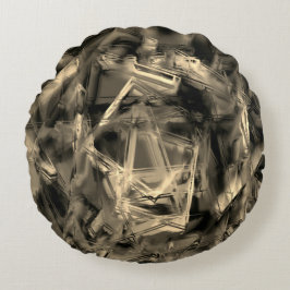 Nedfläckaden Twisted beige-fyrkanter med "brushstr Rund Kudde