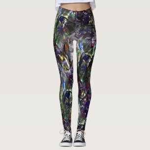 Nedfläckadens "tunga färger" överlappande i blandn leggings