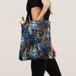 Nedfläckadens "tunga färger" överlappande i blandn tygkasse