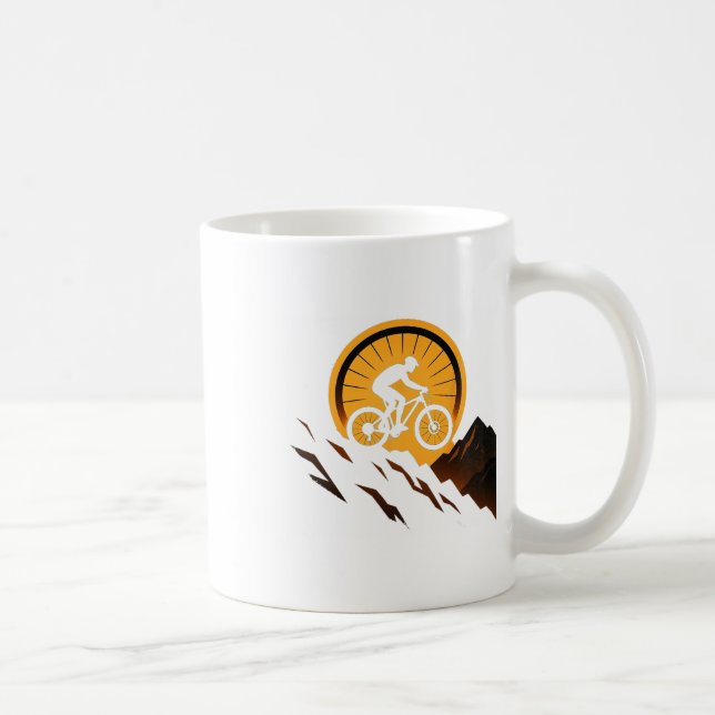 Nedförsbackcykling Design Solnedgång Ride Stig Utf Kaffemugg (Höger)