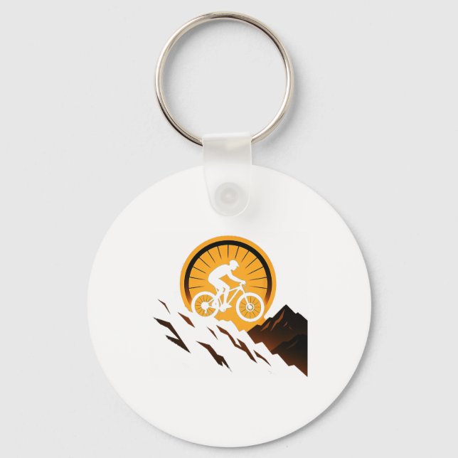 Nedförsbackcykling Design Solnedgång Ride Stig Utf Nyckelring (Framsida)