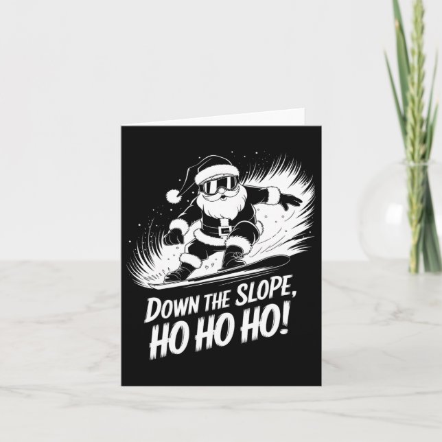 Nedförsbacke Ho Ho Ho Tomte Snöbräda Jul Snö Kort (Framsida)