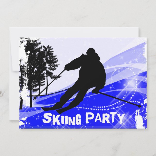 Nedförsbacke på Ski Slopes Skiing Party Inbjudningar (Framsida)
