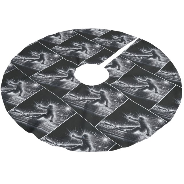 Nedförsbackskidåkning med Neon Light Trails Julgransmatta Borstad Polyester (Vinklad)