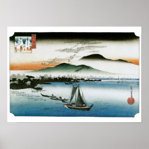 NedgÃ¥ende gäss - vintageHiroshige tryck