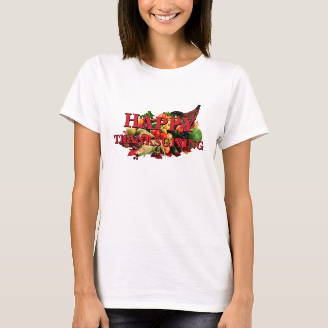Nedgång för ymnighetshorn för happy t shirt (Framsida)