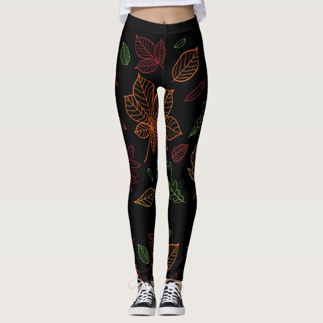 Nedgång/höst löv leggings (Framsida)