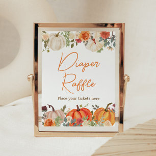 Nedgång i Kärlek Blommigt Pumpkin Diaper Raffle Poster
