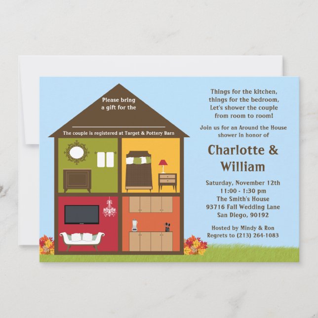 Nedgång runt om husduschmöhippan inbjudningar (Framsida)