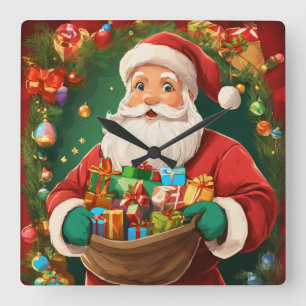 Nedgång till jul: Festive Wall Clock Fyrkantig Klocka