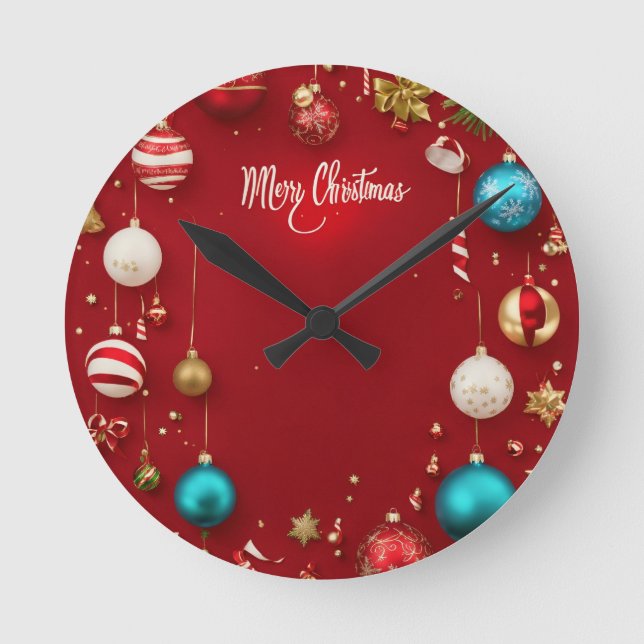 Nedgång till jul: Festive Wall Clock Rund Klocka (Framsida)