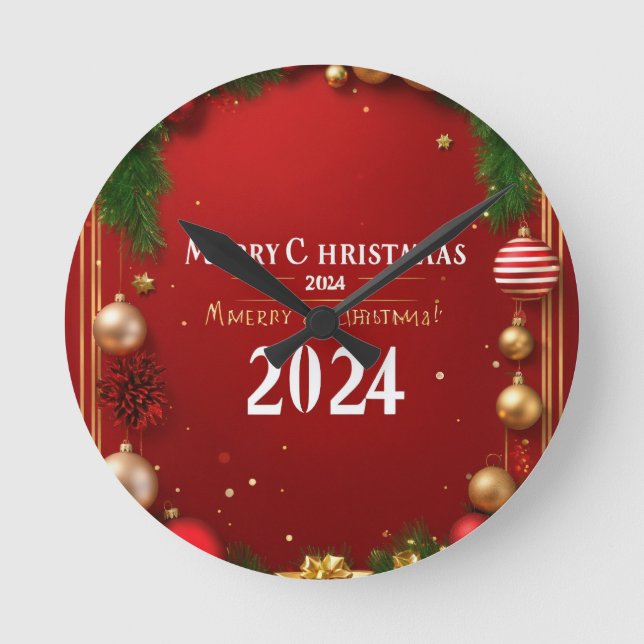 Nedgång till jul: Festive Wall Clock Rund Klocka (Framsida)