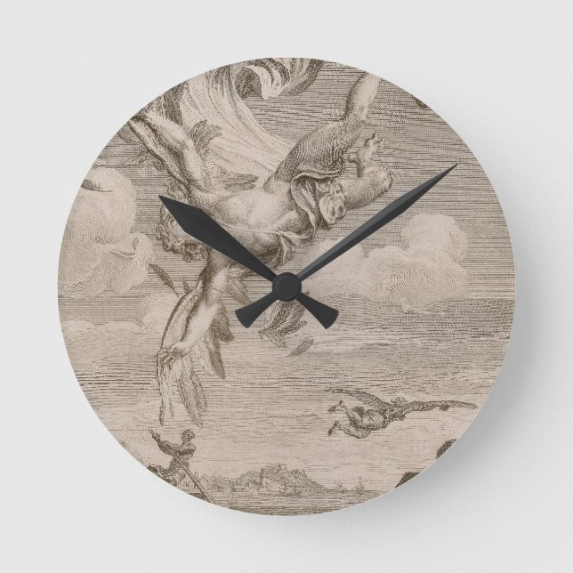 Nedgången av Icarus, 1731 (gravyr) Rund Klocka (Framsida)