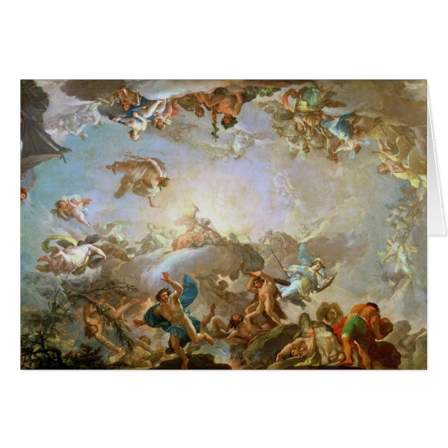 Nedgången av jättarna som belägrar Olympus, 1764 Hälsningskort (Framsidan Horizontal)
