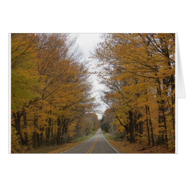 Nedgångfärg på vägar runt om gräs sjön hälsningskort (Framsidan Horizontal)