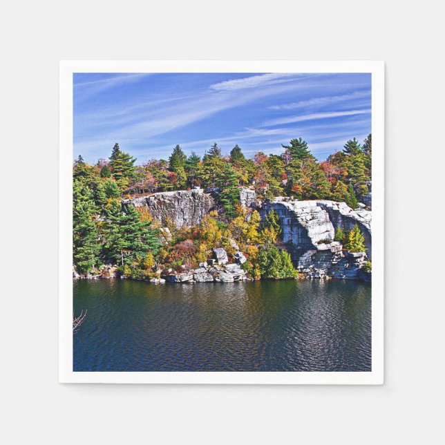 Nedgånglövverk runt om sjön Minnewaska Pappersservett (Framsidan)