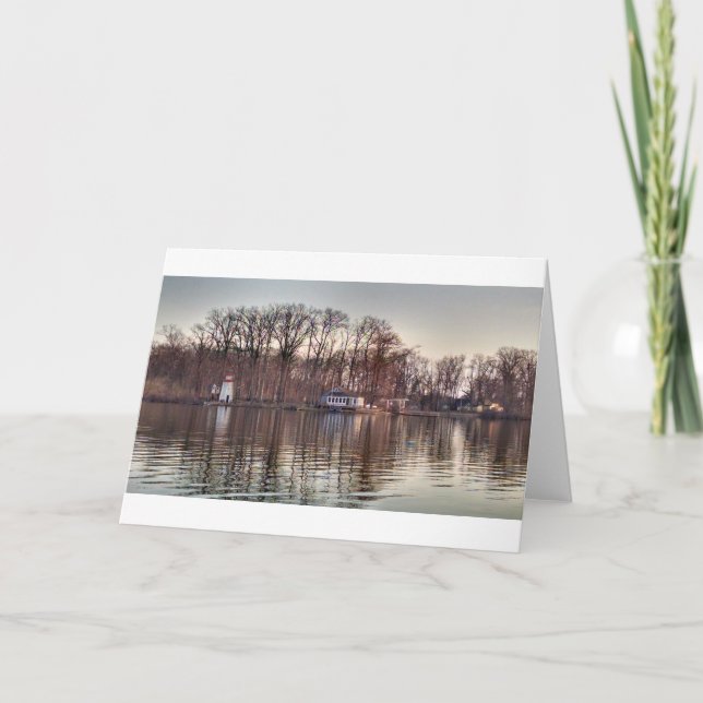 Nedgångreflexioner på gräs sjön kort (Framsida)
