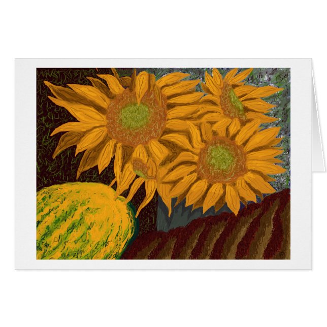 Nedgångsolrosor Hälsningskort (Framsidan Horizontal)