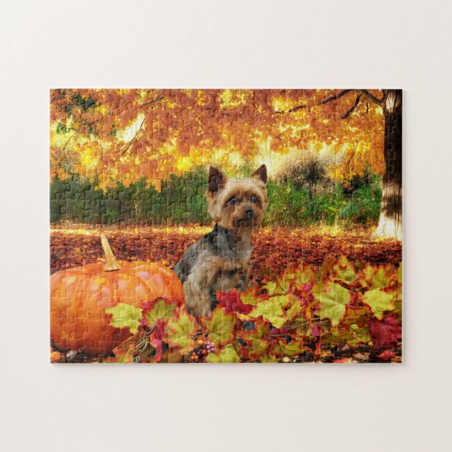 Nedgångthanksgiving - Tucker - Yorkie Pussel (Horisontell)
