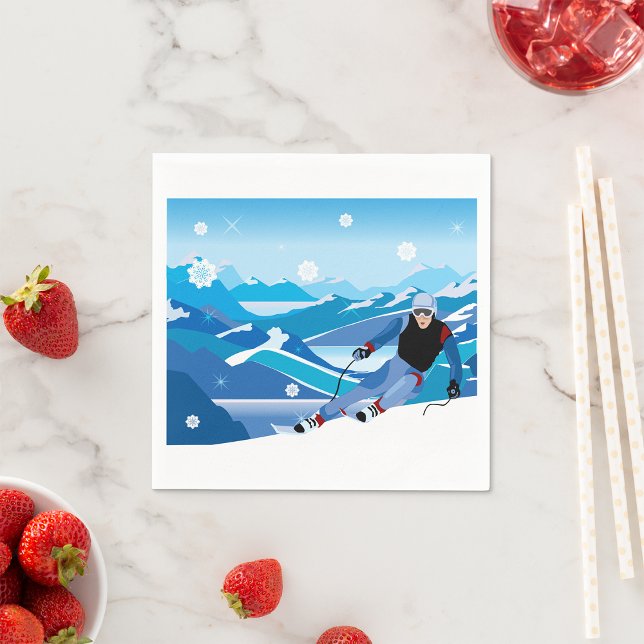 Nedhill Skier Pappra Napkins Pappersservett (Skapare uppladdad)