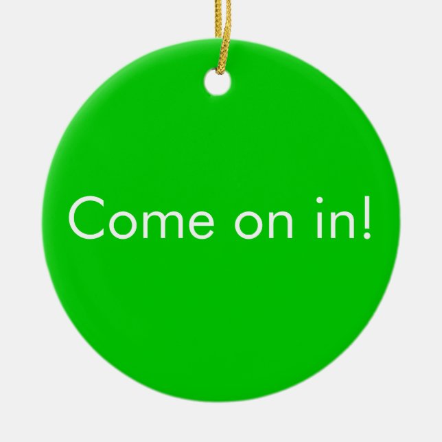 Nedladda pågående/komen på i toalettdörr julgransprydnad keramik (Framsidan)