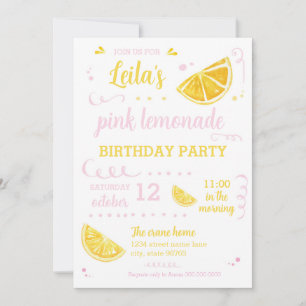 Nedladdning av Födelsedagsfesten rosa Lemonade Sum Inbjudningar