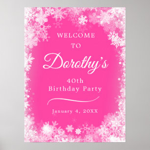 Nedladdningsbar 40-års födelsedag Snöflinga Rosa V Poster