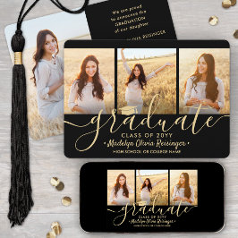 Nedladdningsbar 4 fotosvart och Guld Studenten Meddelande