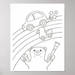 Nedladdningsbar färgsida för isbjörn regnbåge poster