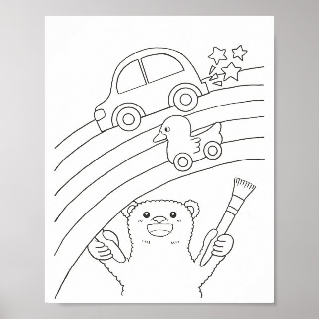 Nedladdningsbar färgsida för isbjörn regnbåge poster (Framsidan)