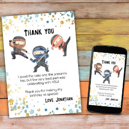 Nedladdningsbar Ninja Barnkalas Tacksamhetskort Tack Kort