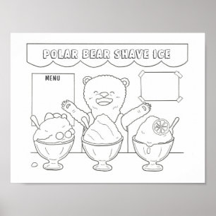 Nedladdningsbar Polar Bear Shave Ice-barnfärgning Poster