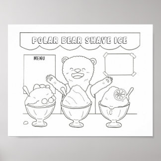 Nedladdningsbar Polar Bear Shave Ice-barnfärgning Poster